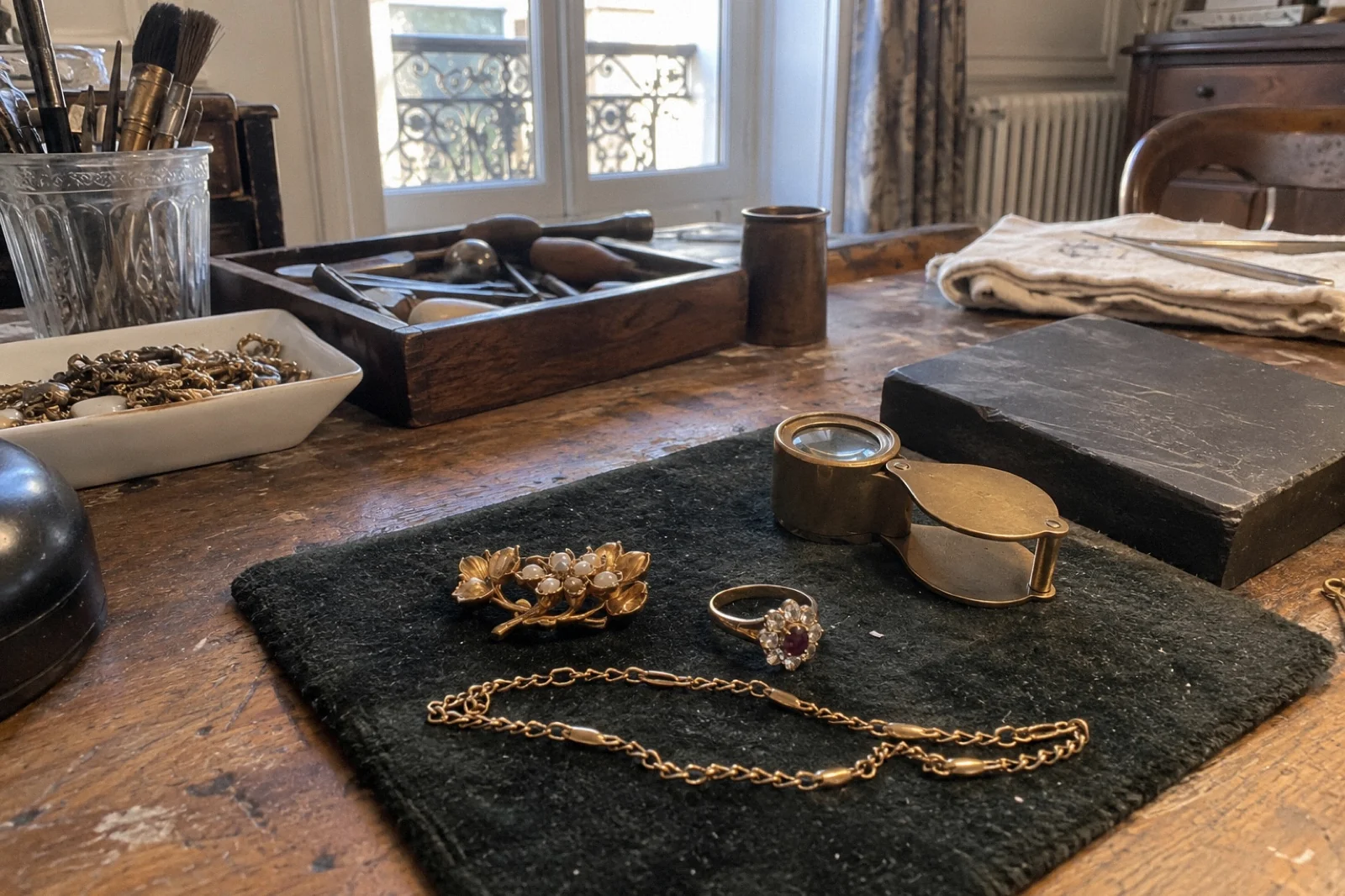 Bague et broche en or examinées